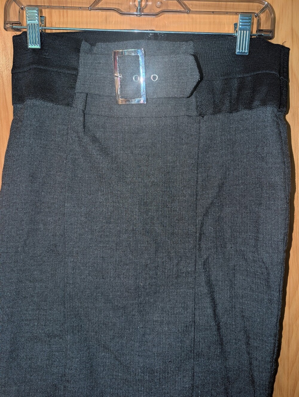 High-Waist Black Pencil Skirt with Buckle Belt